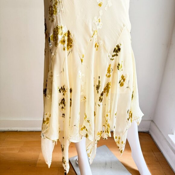Alex Evenings Vintage Y2K Bias cut pastel yellow floral Midi Dress S - Picture 4 of 11